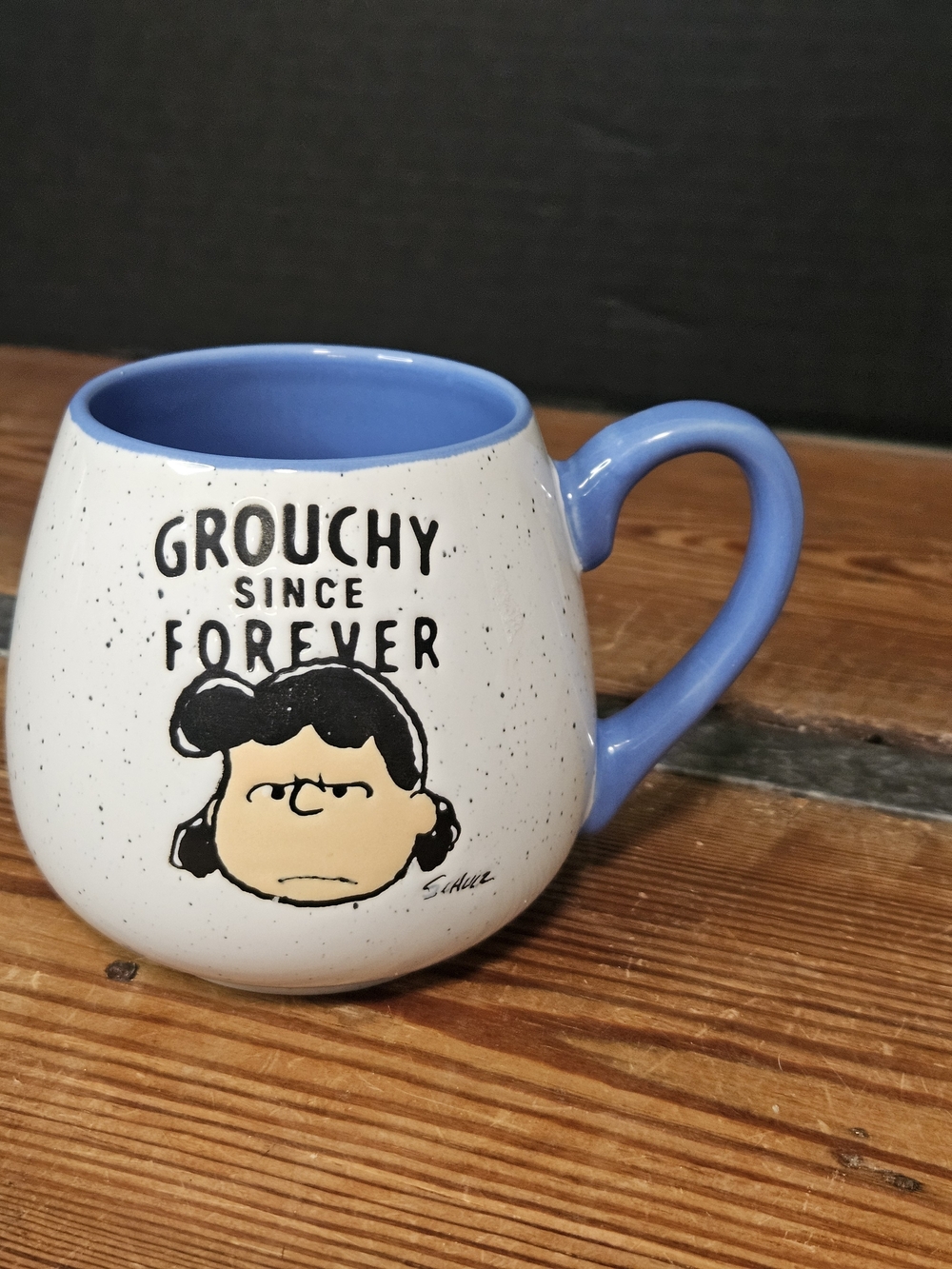Peanuts Speckled White Ceramic Mug with Blue Interior & Handle - Picture 2 of 5